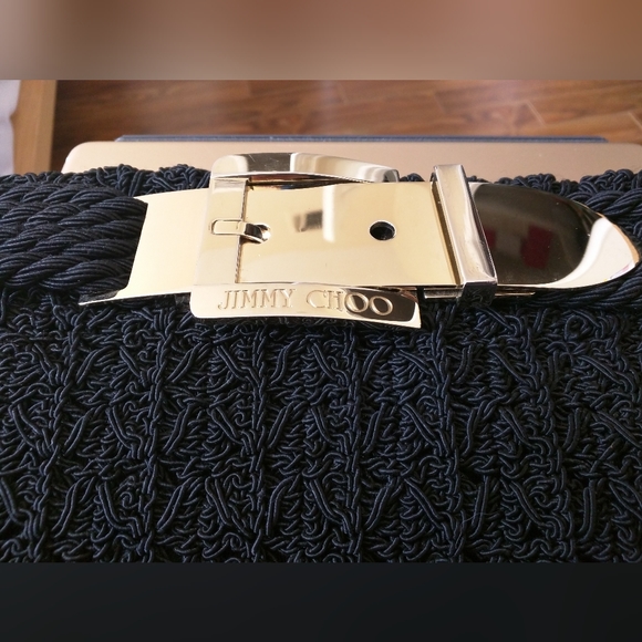 Auth Jimmy Choo Oversize Clutch w Gold Buckle-RARE - Picture 2 of 10